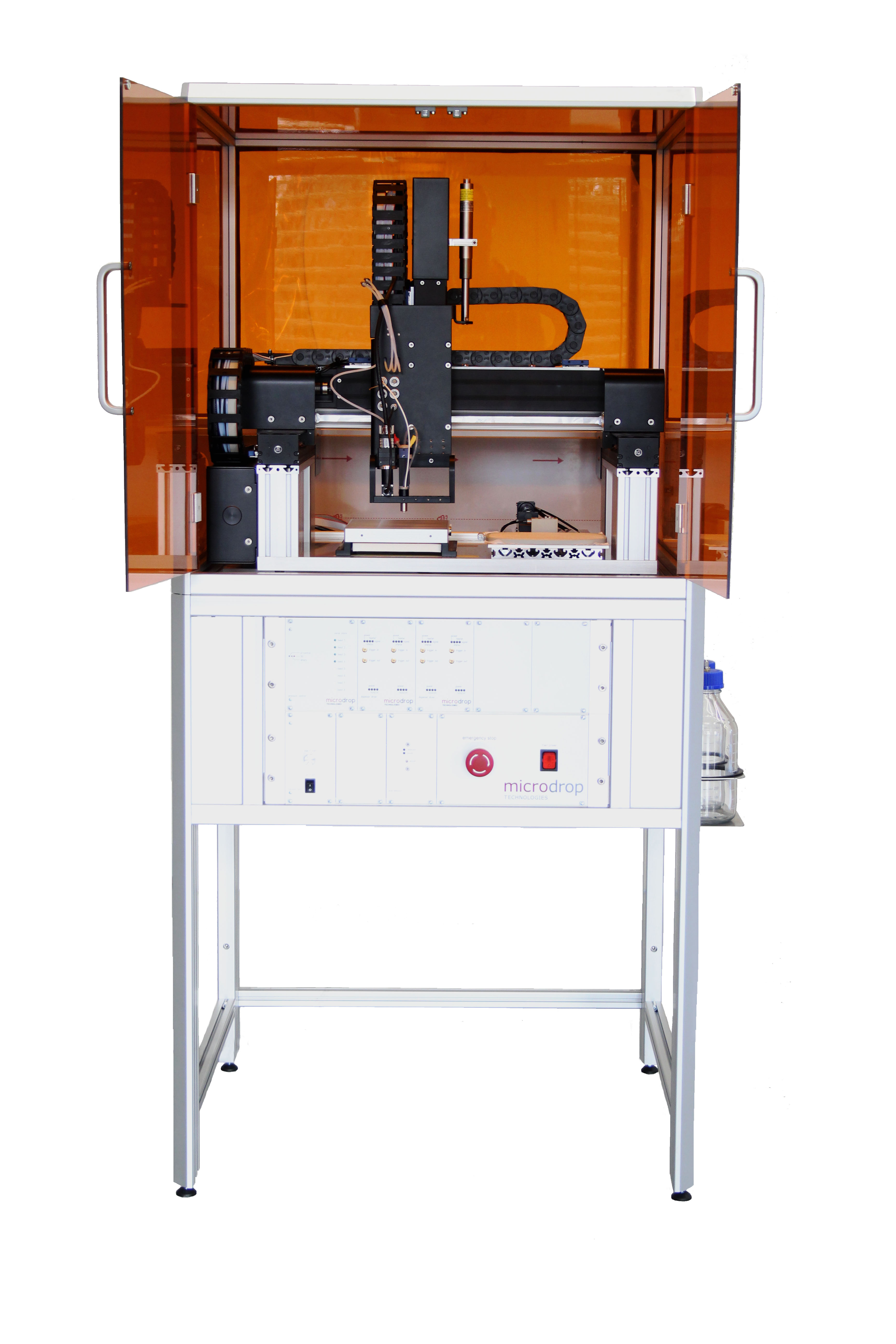 Microarray printing, biochip spotting on Autodrop positioning systems